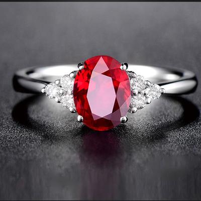 China Women's Natural Red Rose Gemstone Band Men 925 Silver 2021 Ruby Couple Promise Ring for sale