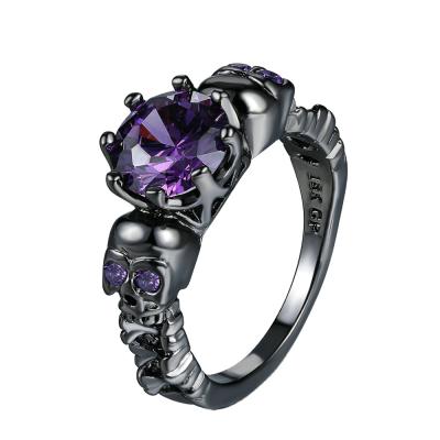 China Wholesale Diamond Zircon Punk Gold Crown Skull Purple Black Rings Punk Halloween Retro Women's Hot Jewelry For Women for sale