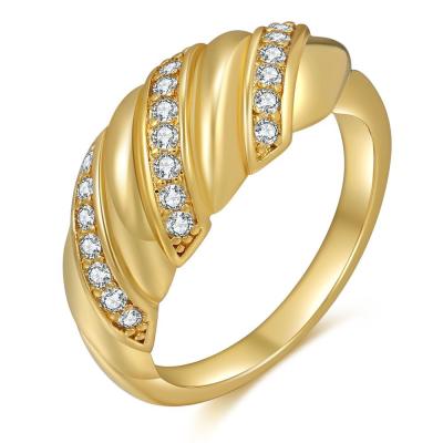 China Women's New Amazon Zirconium Eternity Zircon Copper Crescent Gold Plated Stainless Steel Ring Jewelry For Women for sale