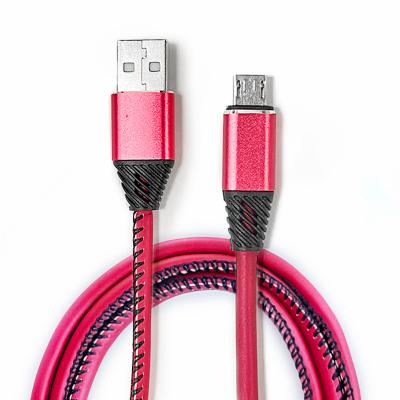 China For Android Leather Line Mobile Phone USB PU Data Cable Leather Case Charging Cable à venda