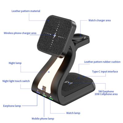 중국 Mobile phone 15W multi-function vertical stand wireless charging suitable for three-in-one watch headset magnetic suction 판매용