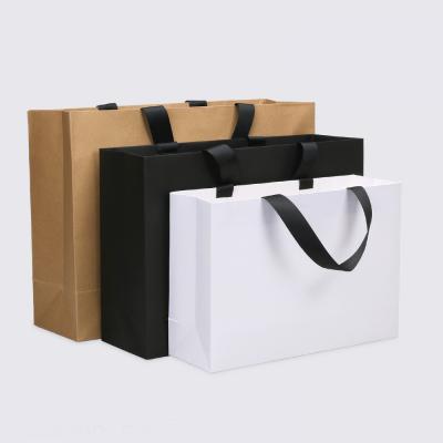 China Recyclable Custom Logo Print Wholesale Grocery White Brown Packaging Paper Gift Bag With Handle Industrial Item Outer Packaging for sale