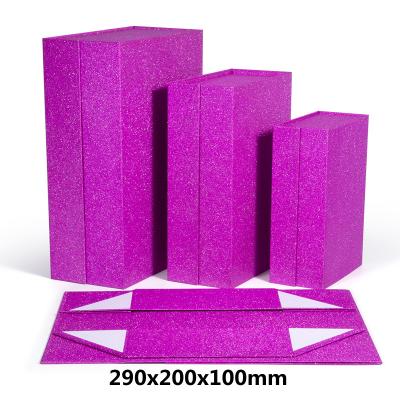 China Recycled Materials Purple Shinny Magnetic Boxes With Towel Luxury Flower Set Cover Gift Packaging Magnet Closure Cosmetic Box for sale