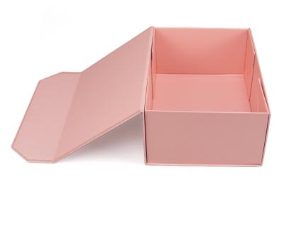 China Custom Eco-friendly Materials Luxury Rectangular Shape Flip Pink Small Foldable Magnetic Recycled Common Paper Gift Box for sale