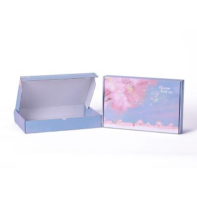 China High Quality Recycled Foaming Glue Sakura Printing Pattern Self Sealing Shipping Box Running Pink Materials For Dress Packing Literature Listing Box for sale