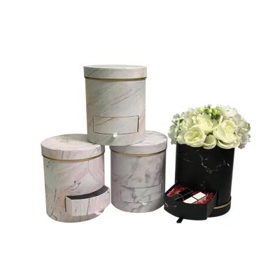 China Handmade / Recycled Cardboard Material Gift Boxes For Flower Covered Cylindr Bouquet Boutique Flower Packing Packaging Boxes for sale