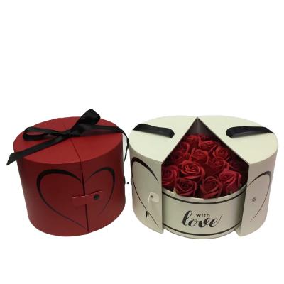 China Handmade/Recycled Material Rose Flower Gift Candy Double Door Slide-out Gift Boxes Package Decoration Wedding Flower for sale