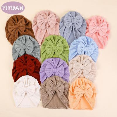 China YiYuan Cute European and American Style Babies Knitted Hats Jacquard Band Newborn Infant Hats Head Protected Hair Bows Headbands Turban Headwrapss for sale