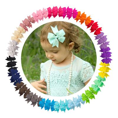 China 7.6cm Trendy Custom Wholesale 3 Inch 20 Colors Grosgrain Ribbon Sunshine Girls Hair Bows With Hair Clips for sale