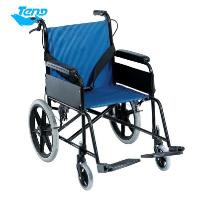 China Dual Cutoff Manual Folding Wheelchair Rehabilitation Therapy Supplies OEM Indoor Manual Metal Economical Folding Steel Wheelchair For Disabled for sale