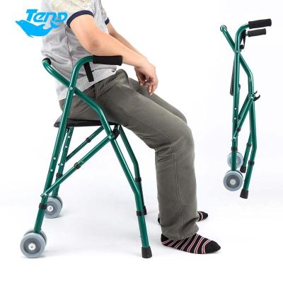 China Customized OEM Yuteng Crutch Light Functional Medical Disabled Elderly Elderly Adult Rollator Use Adjustable Folding Walker With Wheels for sale