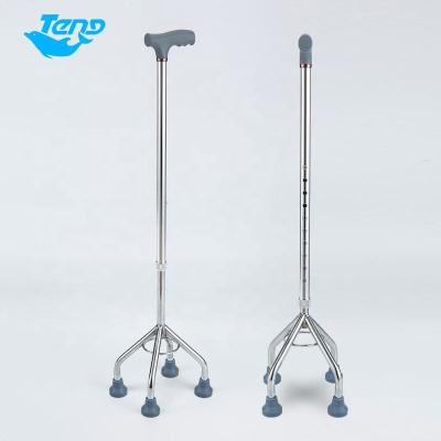 China 4-foot wide no-slip crutch cane Yuteng OEM factory price base crutch 4-foot disabled cane aluminum alloy adjustable walking crutch for sale