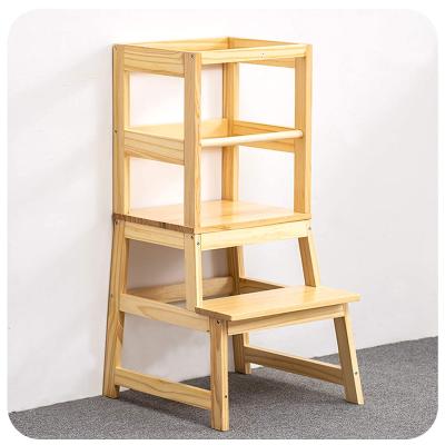 China (Size)Adjustable Wooden Kitchen Step Stool Aid For Kids With Non-slip Mat Toddler Stool Tower for sale