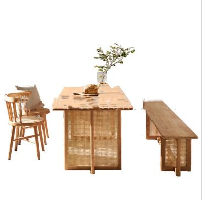 China Foldable Japanese Rattan Dining Furniture Rattan Table And Chair for sale