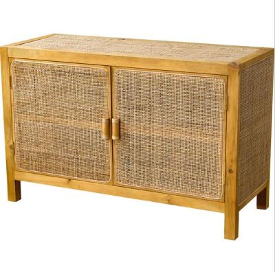 China Japanese Style Extendable Living Room Cabinets Rattan Nightstands For Bedroom for sale