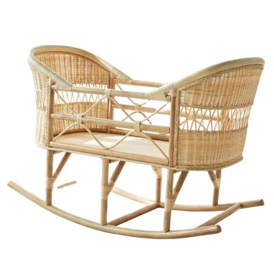 China New Design Undeformable Natural Rattan Crib Baby Room Furniture Baby Hutch With Shake for sale