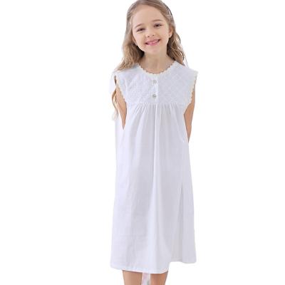 China Wholesale New Princess Dress Comfortable And Thermal Pure Cotton Girl Summer White Breathable Pajamas for sale