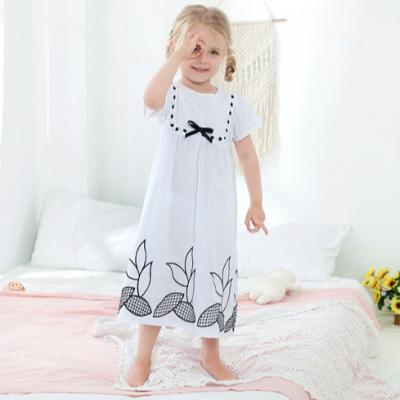 China Factory wholesale home summer nightgown girls clothes short sleeve kids children pajamas style breathable thin girls cartoon for sale