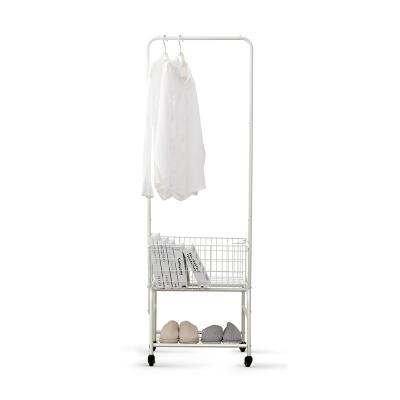 China Balcony net red fashionable simple mobile multi-functional floor rack minimalist bedroom coat rack hanging products stainless steel for sale