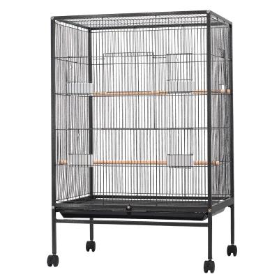 China Breathable Metal Starling Parakeet Bird Cage Pet Cage Luxury Multifunctional Movable Multiplication Black Customization Large for sale