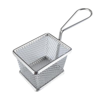 China CLASSIC metal iron basket stainless steel fries snack fried chicken food container rectangular iron basket wholesale customization for sale