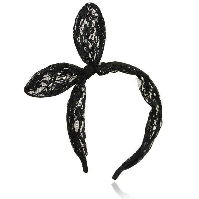 China Lace Up Hairband Fashion Girl Hair Accessories Women Lace Hair Band Fancy Rabbit Ears Charming Headband for sale