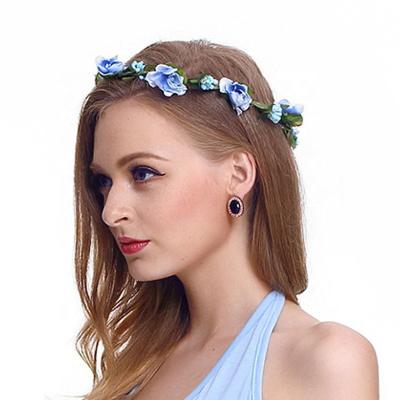 China Popular Fashionable Holiday Wind Plum Blossom Crown With Leaves Flower Headband For Women Hair Accessories for sale