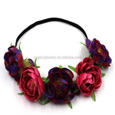 China Fabric Fashion Flower Headband For Girls/Artificial Hawaii Rose Flower Hair Band/Wedding Garland Garland for sale