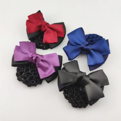 China Fashion / Popular Hot Selling Bow Stretch Cloth Hair Net Hair Clip For Business Women Hair Accessories for sale