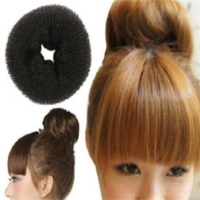 China Fashion Women Black Hair Bun Donut Hair Accessories Plastic Hair Scrunchies Bun for sale