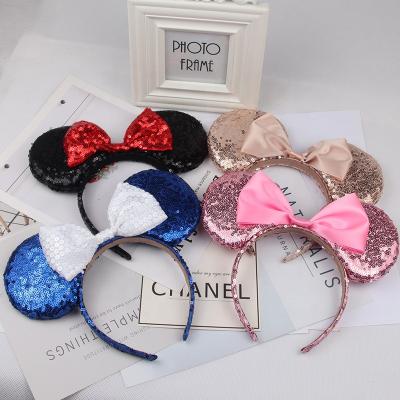 China European and American friendly material accessories high-grade sequin hair band baby bow ear headbands for sale