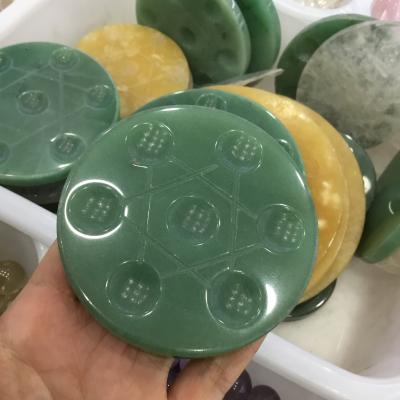 China China Natural Green Gemstone Plate Crystal Aventurine Seven Star Palette for sale