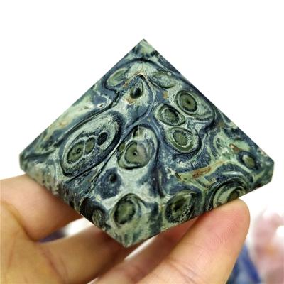 China Wholesale Natural Crystal Pyramid Healing Stone Kambaba Jasper Quartz Single Point For Peacock Eye Decoration from China for sale