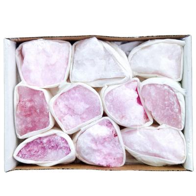 China China Wholesale Natural Pink Aragonite Quartz Crystals Raw Rose Stone Gifts To Send Girlfriend for sale