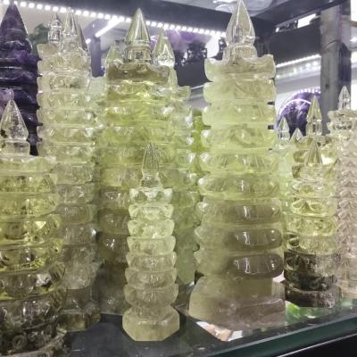 China China natural quartz crystal carving wenchang tower quartz crystal citrine pagoda for sale