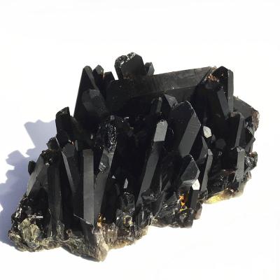 China Wholesale Natural Rough Black Crystal Crystal Cluster China Group Mineral Specimen for sale