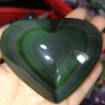 China China 100%natural Rainbow Eye Obsidian Heart Obsidian Palm Crystal Polished Crystal Stone for sale