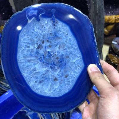 China China wholesale high quality azure agate polished natural agate slices for big coaster or decoration for sale