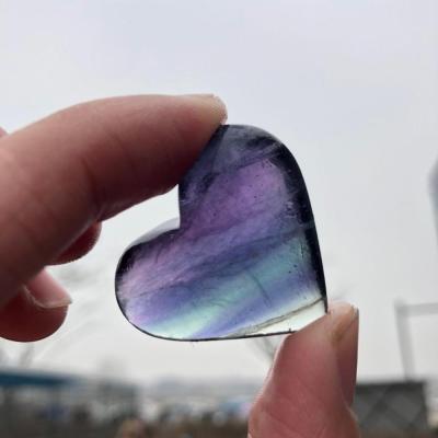 China China wholesale high quality hand cut rainbow fluorite crystals heart for gift or decoration for sale