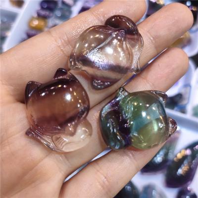 China Loving from Europe Crystal Animal CarvingsFox Crystal Wholesale Cute Rainbow Fluorite Crystal Fox Carving For for sale