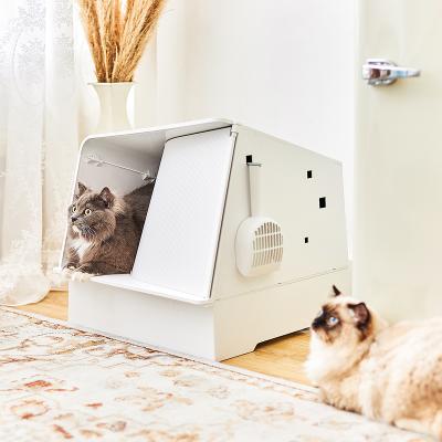 China New Entra Large Cat Litter Box Enclosures Indoor Plastic Cat Toilet PETKIT Viable Design With Light for sale