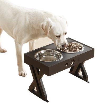 China ELS Sustainable PET Multi Cat Food Stainless Steel Double Dog Wheels Raised Adjustable Dog Driver for sale