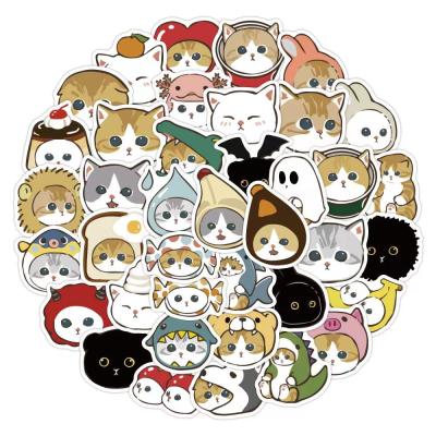 China Hot Selling Kawaii Cat Animal Laptop PVC Sticker Cute Decorative Adhesive Die Cut Pack for sale