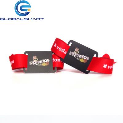 China Custom Waterproof / Waterproof Woven Fabric RFID Wristband For Festival Concert Tickets for sale