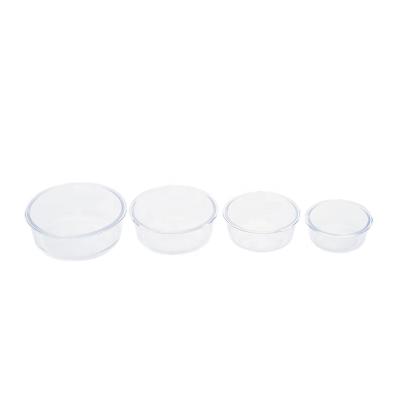 China Viable Hot Sales 1300ml/900ml/650ml/450ml Round High Borosilicate Glass Food Container With Customized Lid for sale