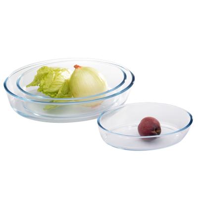 China Sustainable High Quality Round 700ml/1600ml/3000ml High Borosilicate Glass Mold Tray Food Container For Kitchen for sale