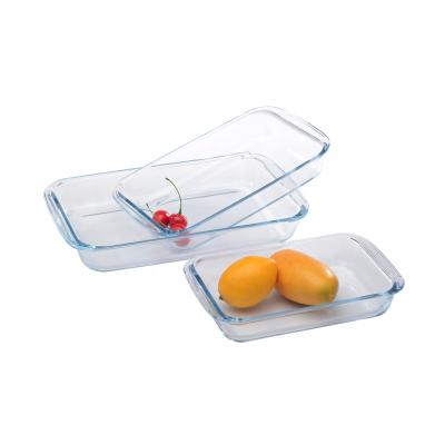 China High viable quality1000ml/1600ml/2200ml Square High Borosilicate Glass Baking Tray Flat Food Container Glass Box for sale