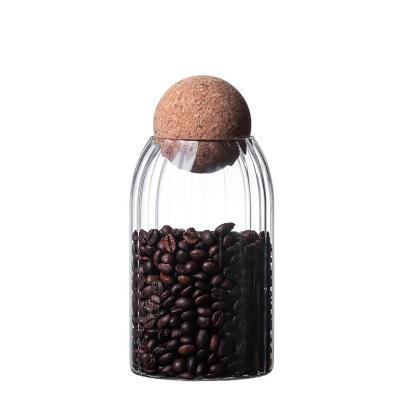 China Sustainable factory supply 500ml 800ml 1100ml ZIBO borosilicate glass eco-friendly jar with cork-ball lid for sale