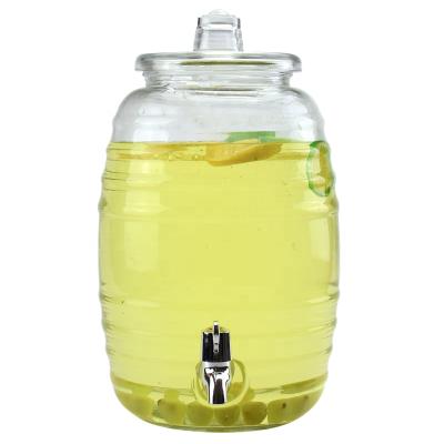 China Sustainable Hot Sales 10L Ttansparent Beverage Glass Beverage Juice Dispenser Glass Lid With Tap for sale