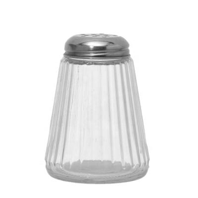 China Spice wholesales 280ml transparent glass spice jar with metal lid for sale